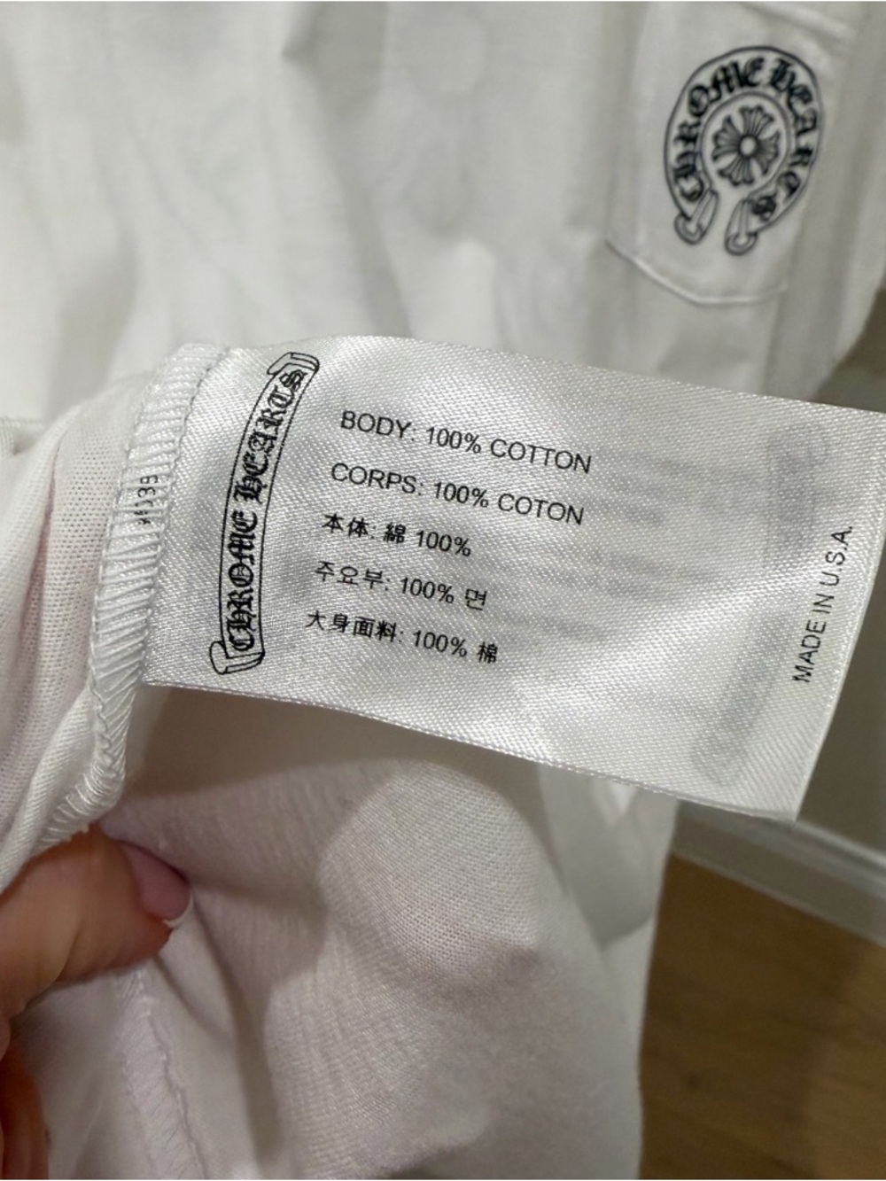 Chrome Hearts White Short-Sleeve Pocket Tee with Black Logo - Picture 11 of 13